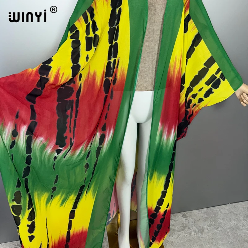 WINYI Afrika Mode Druck Kimonos lose Kleider für Frau Strickjacken Strand Outfits Kaftan Strand Cover Up Abendkleid Maxikantel