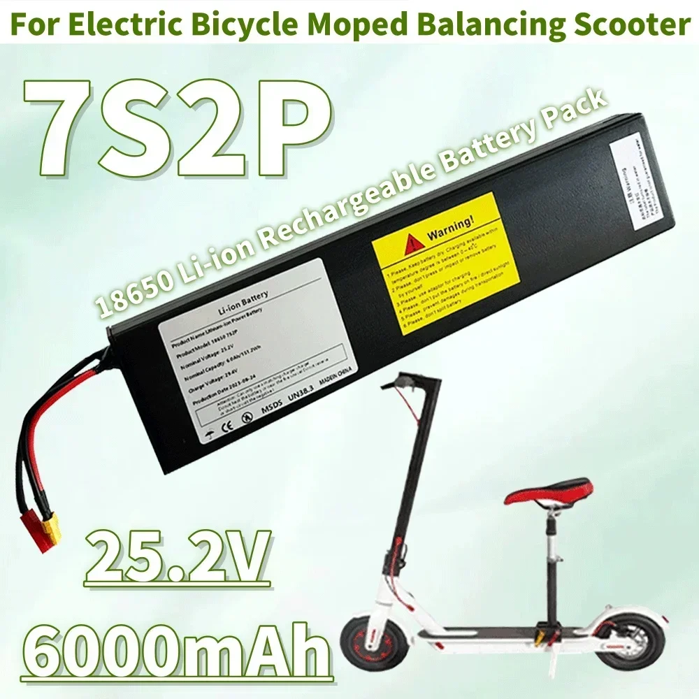 

7S2P 25.2V 6.0Ah Li-ion Rechargeable Battery Pack 18650 for Electric Bicycle Moped Balancing Scooter