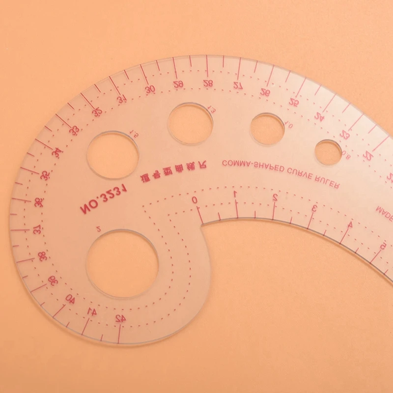 5Pcs 11.8 Inch Long Comma Shaped Plastic Transparent French Curve Ruler Spline