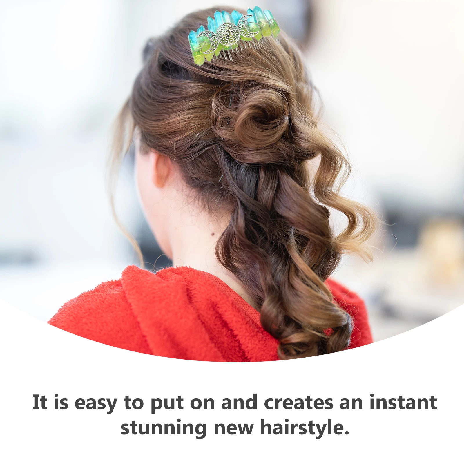 

Хрустальная расческа для волос ручной работы, декоративные аксессуары для женщин, свадебный головной убор из цинкового сплава, изысканный головной убор с узором «три луны»