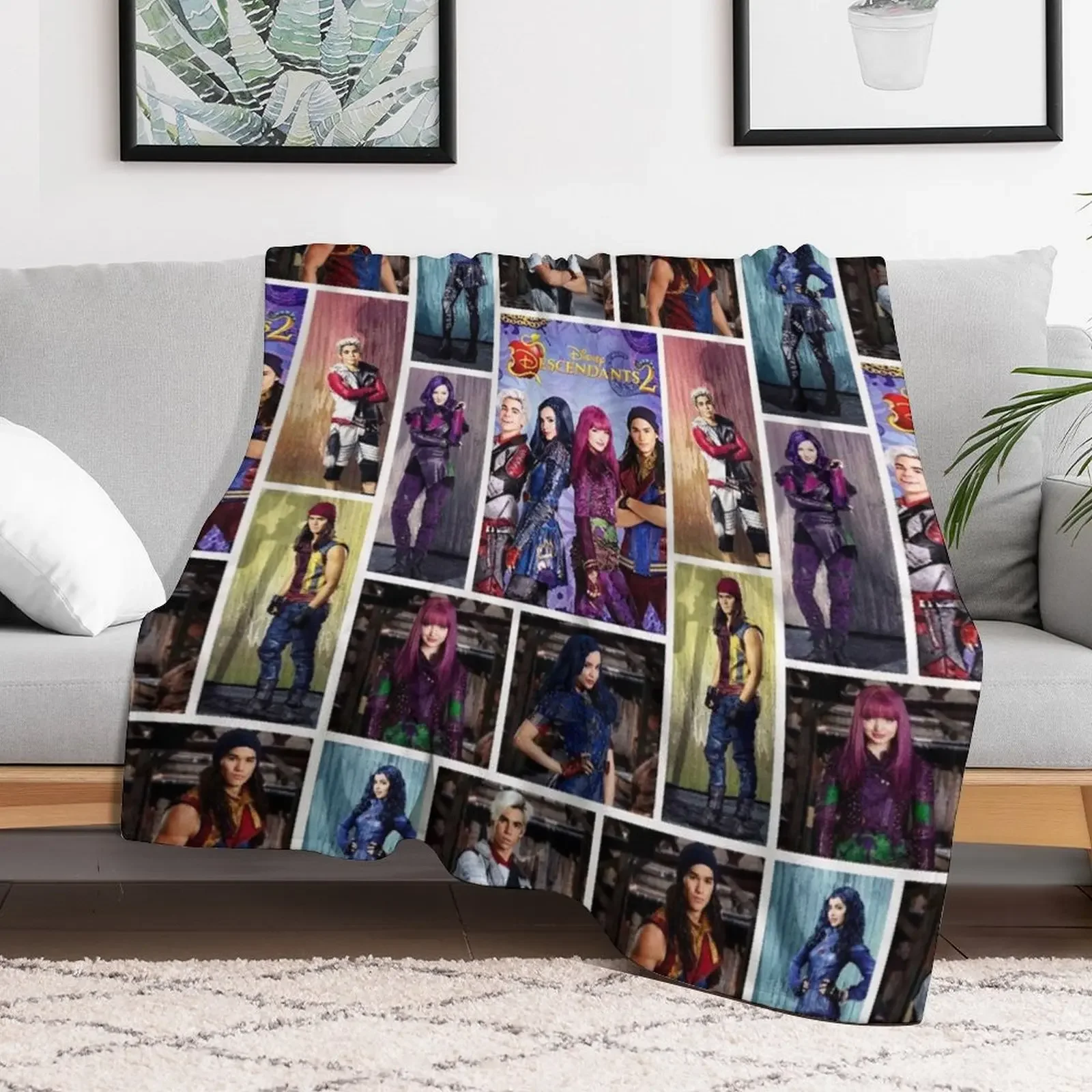 descendants collages Throw Blanket Hairys Personalized Gift anime Blankets