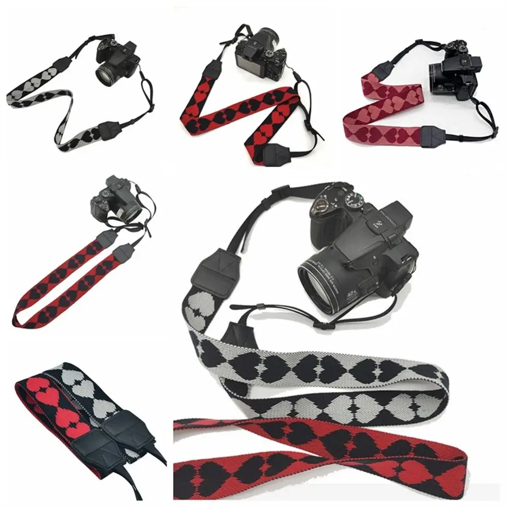 Camera Neck Shoulder Strap Colorful Love Heart Style Durable Nylon Adjustable SLR DSLR Camera Belt