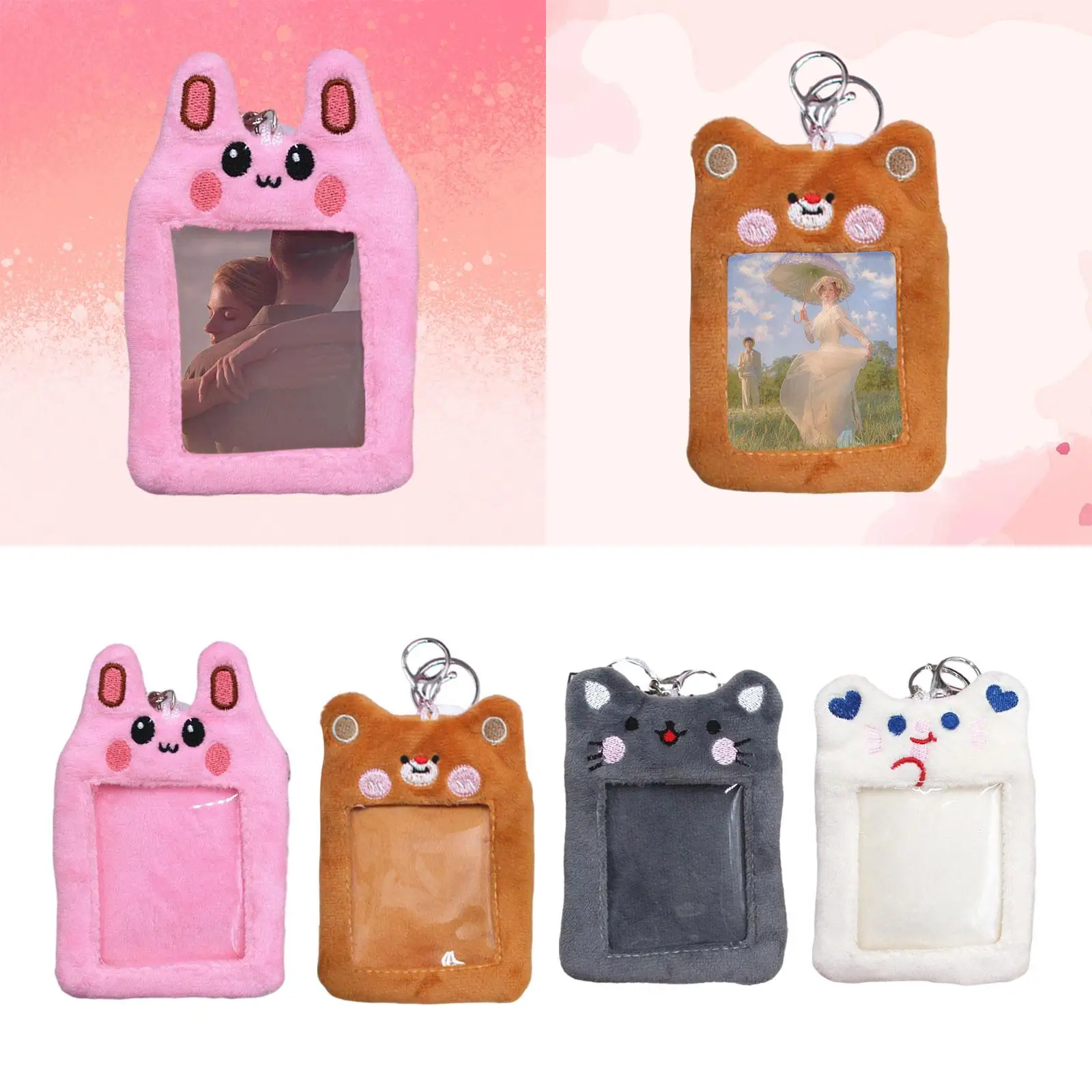 Photocard Holder Plush Cute Credit ID Card Holder with Album Keychain, Card