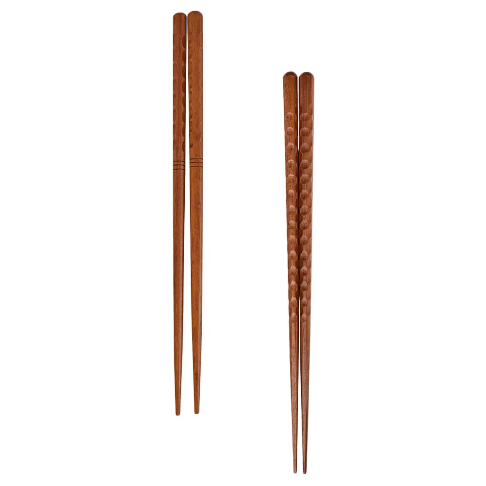 

Wooden Chopsticks 2 Pairs Reusable Solid Wood Cutlery Brown Portable Tableware Kitchen Supplies Sushi Home Use