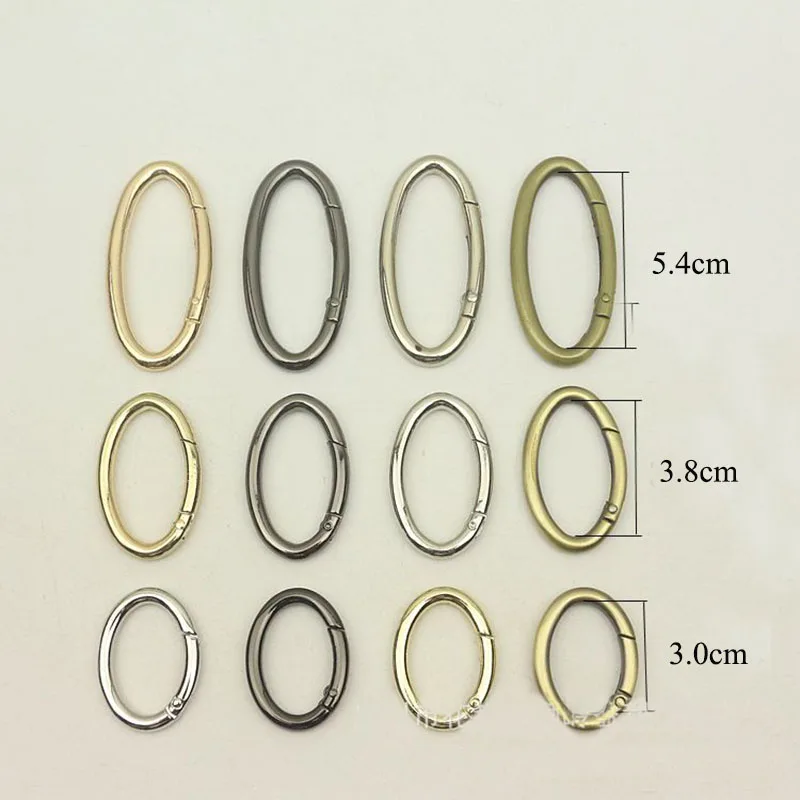 50pcs Metal Oval Spring O Ring Buckles 30/38/54mm Openable Keyring Dog Snap Trigger Clasp Clip Bag Belt Leather Craft DIY Parts