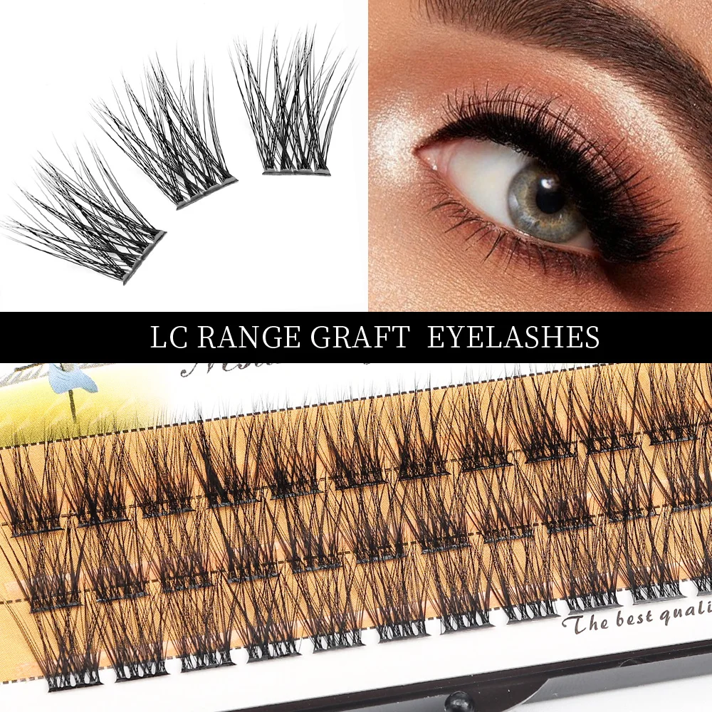 QSTY-Individual Segmented Natural Fake Lashes for Eye Extension, Single Cluster False Lashes, Premade Volume Fans, 3 Din