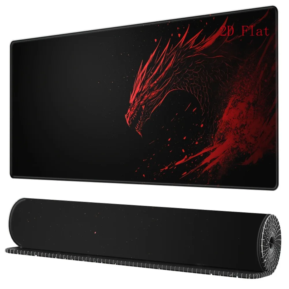 Red and Black Dragon Large Mouse Pad, fashionable desktop pad, ideal choice for keyboard and mouse usage, anti-slip design view 5