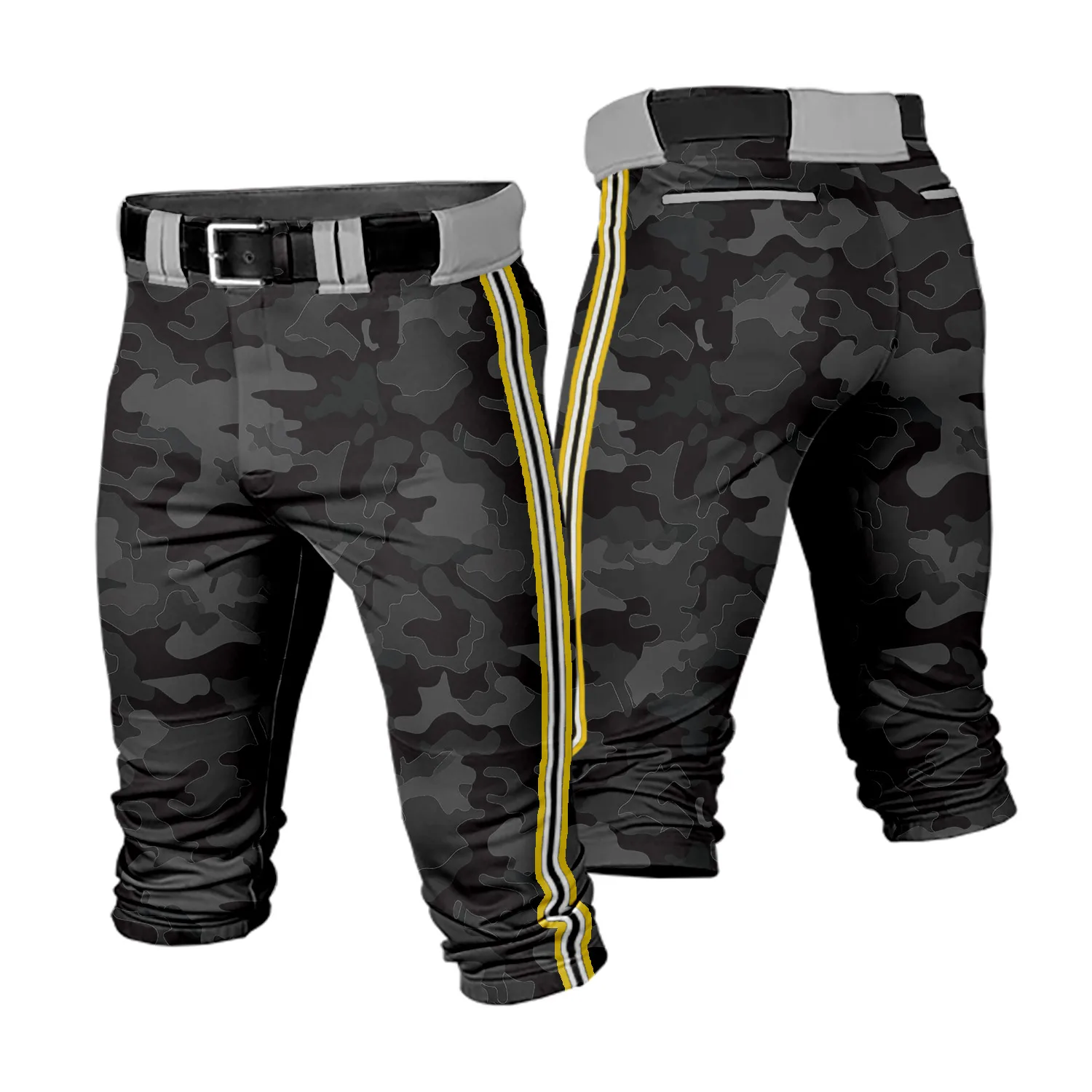 Calça cropped camuflagem personalizada masculina, uniforme de jogo de beisebol, treino softball respirável, roupa esportiva casual jovem