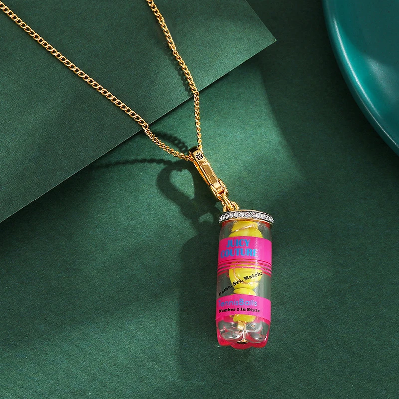 1Pc Diamond-studded Letter-printed Tennis Ball Pendant,Sporty Style, Sweater Chain Decor Pendant, Charms Jewelry Keychain Decor