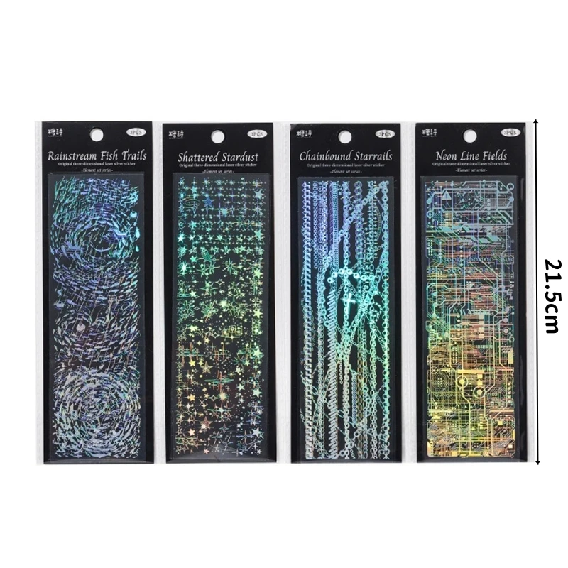 3 arkusze/opakowanie PET Laserowe Holograficzne Srebrne Naklejki DIY do Dziennika, Etui na Telefon, Ręcznie Robionych Albumów, Estetyczne Naklejki — zdjęcie 6