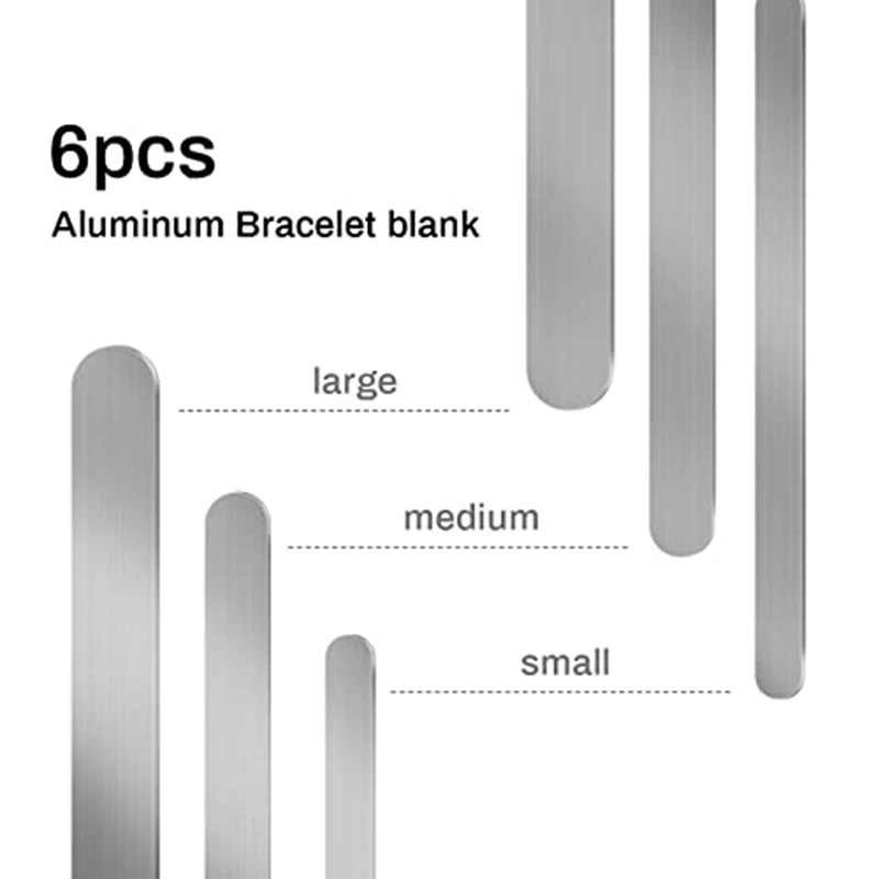 Bracciale in alluminio da 6 pezzi bracciale rigido vuoto bracciale rigido fai da te spazi vuoti per fare regali e incisione, 3 dimensioni