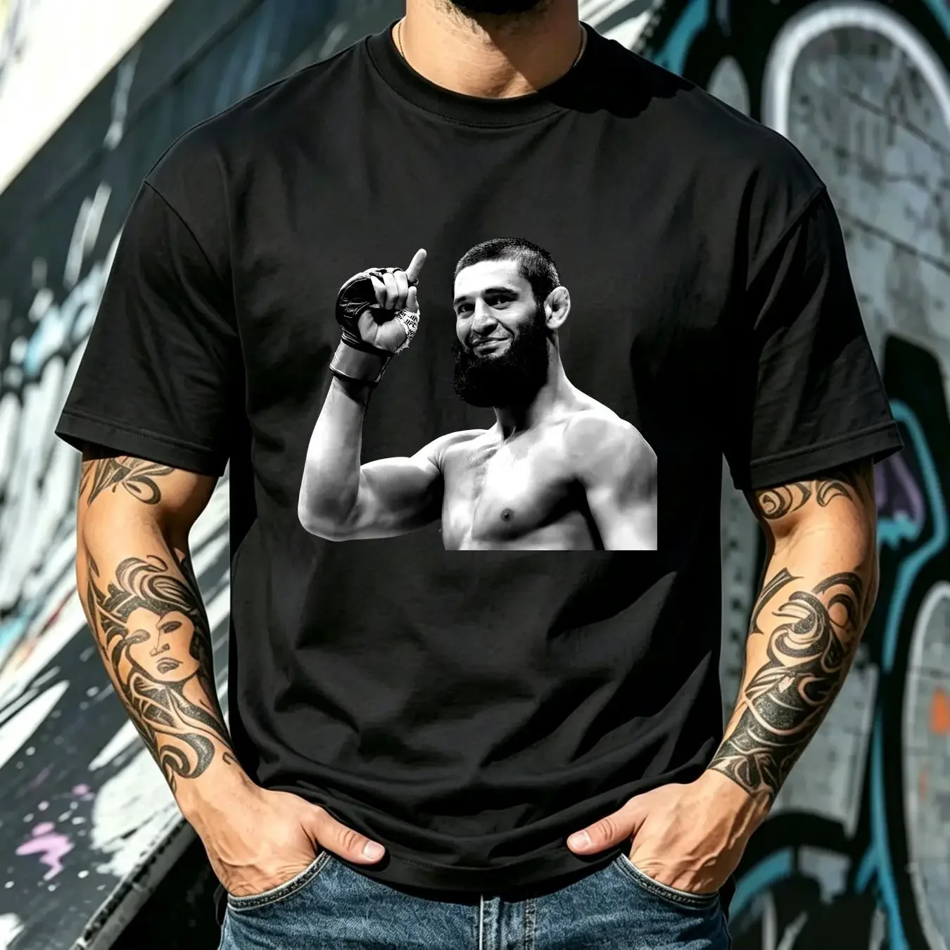 washed T Shirt Khamzat Chimaev Wrestler Fight Martial artist Boxing Sport Fan New vintage Washed Casual Stretched homme