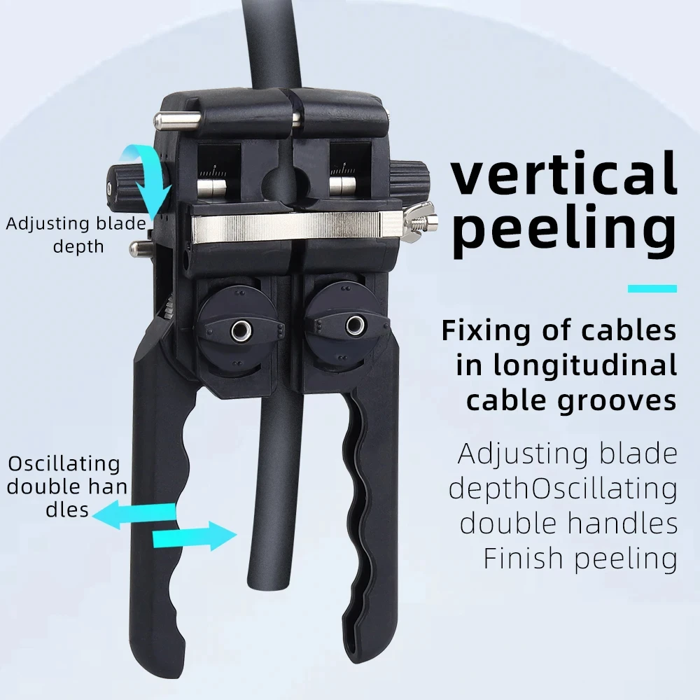 AUA-F9 Fiber Optic Stripper Tool 8-30MM Longitudinal Cable Jacket Slitter Cable Sheath Opening Cutter Two-way Opening