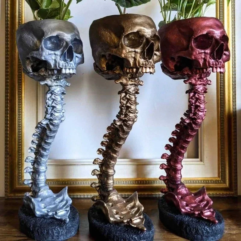 

New Unique Skeleton Skeleton Indoor Plant Flower Pot 2025 Halloween Creative Resin Flower Pot Gothic Home Garden Decoration