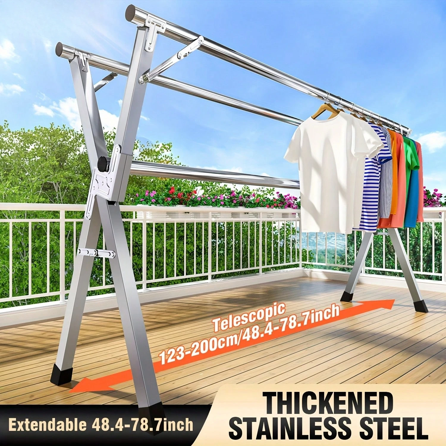 

1pc Heavy Duty Stainless Steel Foldable Clothes Drying Rack,Clothes Drying Rack, 63" Inches Folding Outdoor Indoor, Drying Rack Clothing Collapsible, Foldable Laundry Drying Rack, Heavy Duty Stainless Steel Clothesline,Stainless Steel Folding Dryin