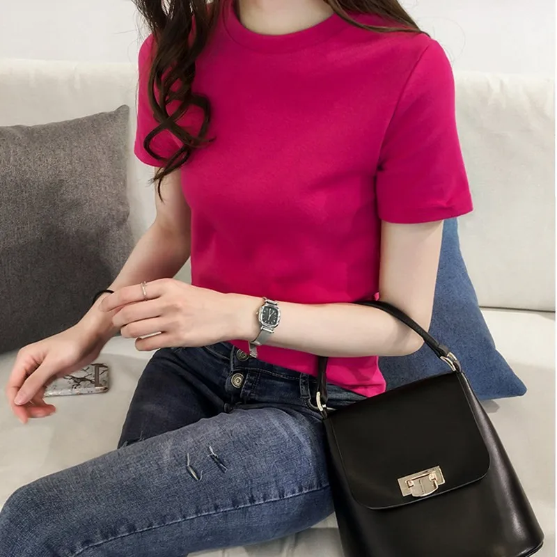 

Белая облегающая футболка ort Sve, женская базовая футболка irt, весна-лето, модный однотонный облегающий топ в Корейском стиле