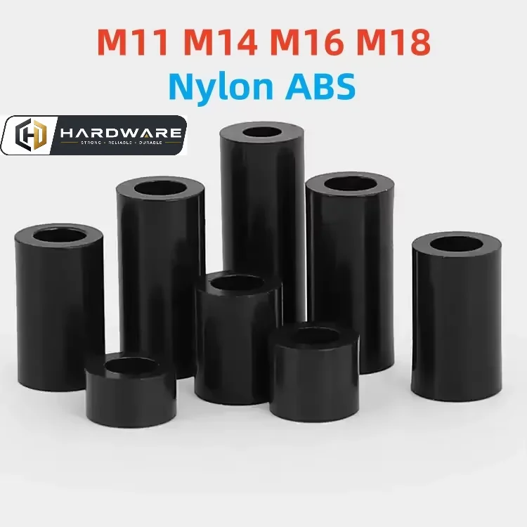 M11 M14 M16 M18 Black Abs Non-threaded Hollowed Nylon Spacer Round Hollow Standoff Washer Pcb Board Screw