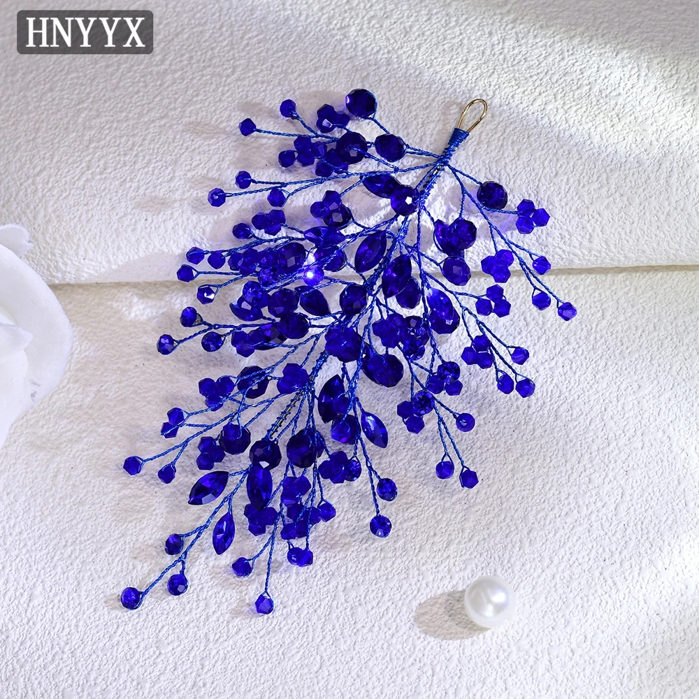 HNYYX Blue Crystal Headband for Women Rhinestone Crown Party Headpieces Bridal Wedding Hair Accessories Jewelry Tiara A235