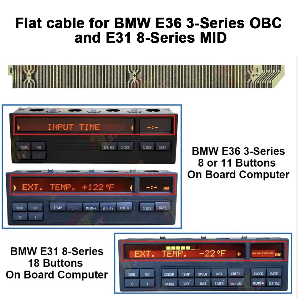 

Плоский кабель для BMW E36 3-Series OBC, M3 и E31 8-Series MID Pixel Repair