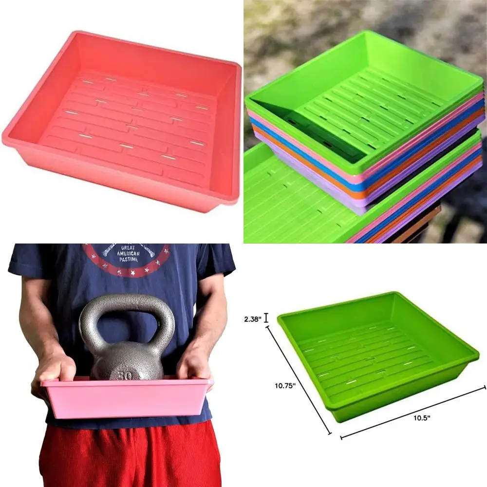 

Pink 10-Piece Farmer's 1010 Microgreen Growing Trays with Drainage Holes for Strong Flats, Ideal for Seedlings, Plants, and Whea