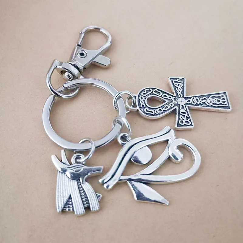 Ägypten Ankh Anubis Amulette Kreuz Schlüsselanhänger für Auto Frauen Männer personalisiertes Geschenk Hochzeit Souvenirs Gäste coole Dinge Handwerk – Detail 7