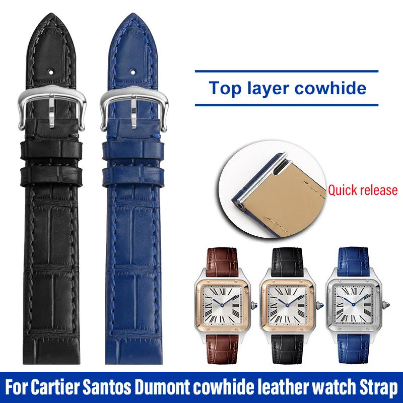 

For Cartier Santos Dumont cowhide leather watch Strap Quick release Genuine Leather watchband 17.5mm lady's Pin buckle bracelet