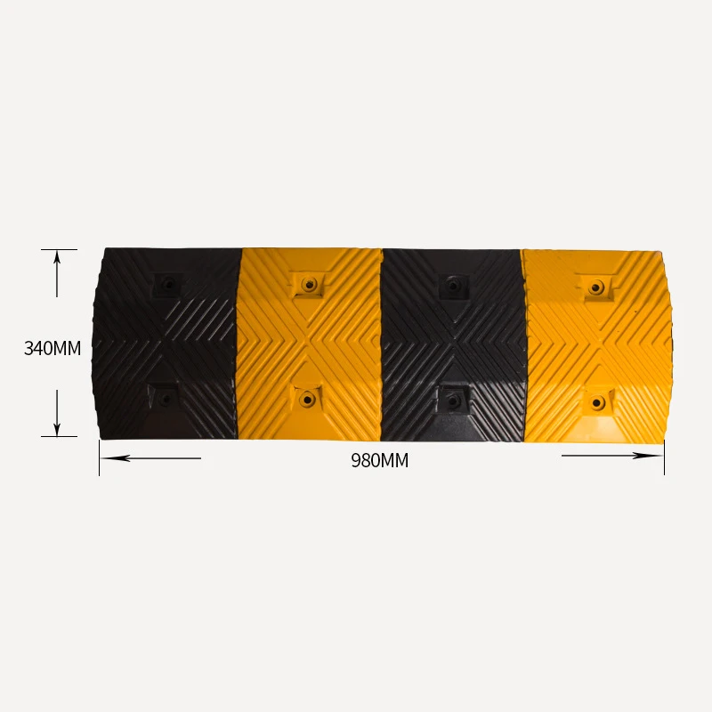 980 * 340 * 48mm high quality yellow and black heavy duty road speed bumps rubber garage speed bumps