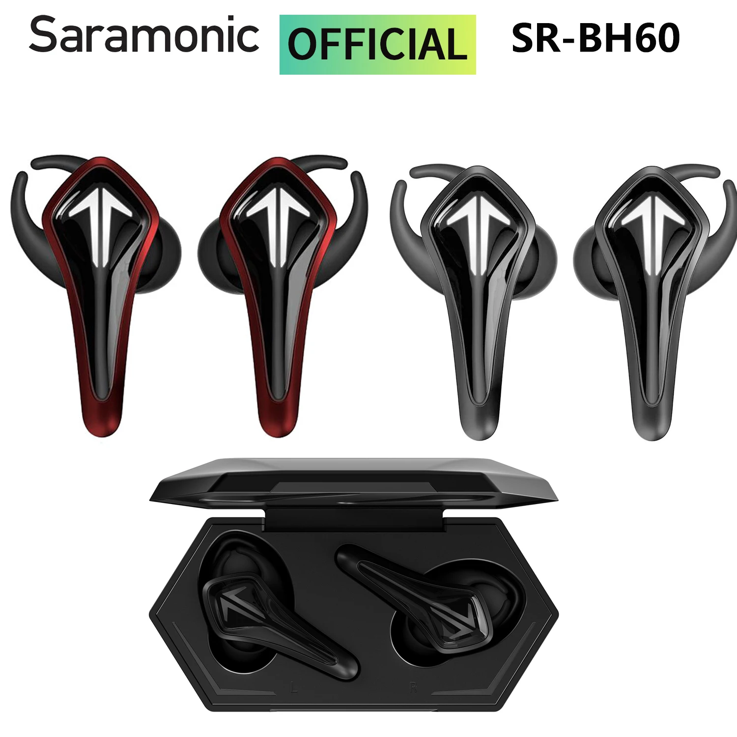 Saramonic SR-BH60 True Wireless Gaming Earbuds Waterproof GamesMonic Low-Latency Mode DSP for Game, Music Phonegame Players