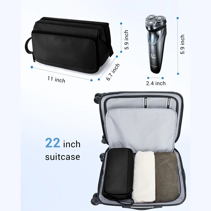 Borsa da toilette per uomo BAGSMART borsa da doccia da barba resistente all\'acqua di grande capacità per articoli da toeletta sportivi da viaggio