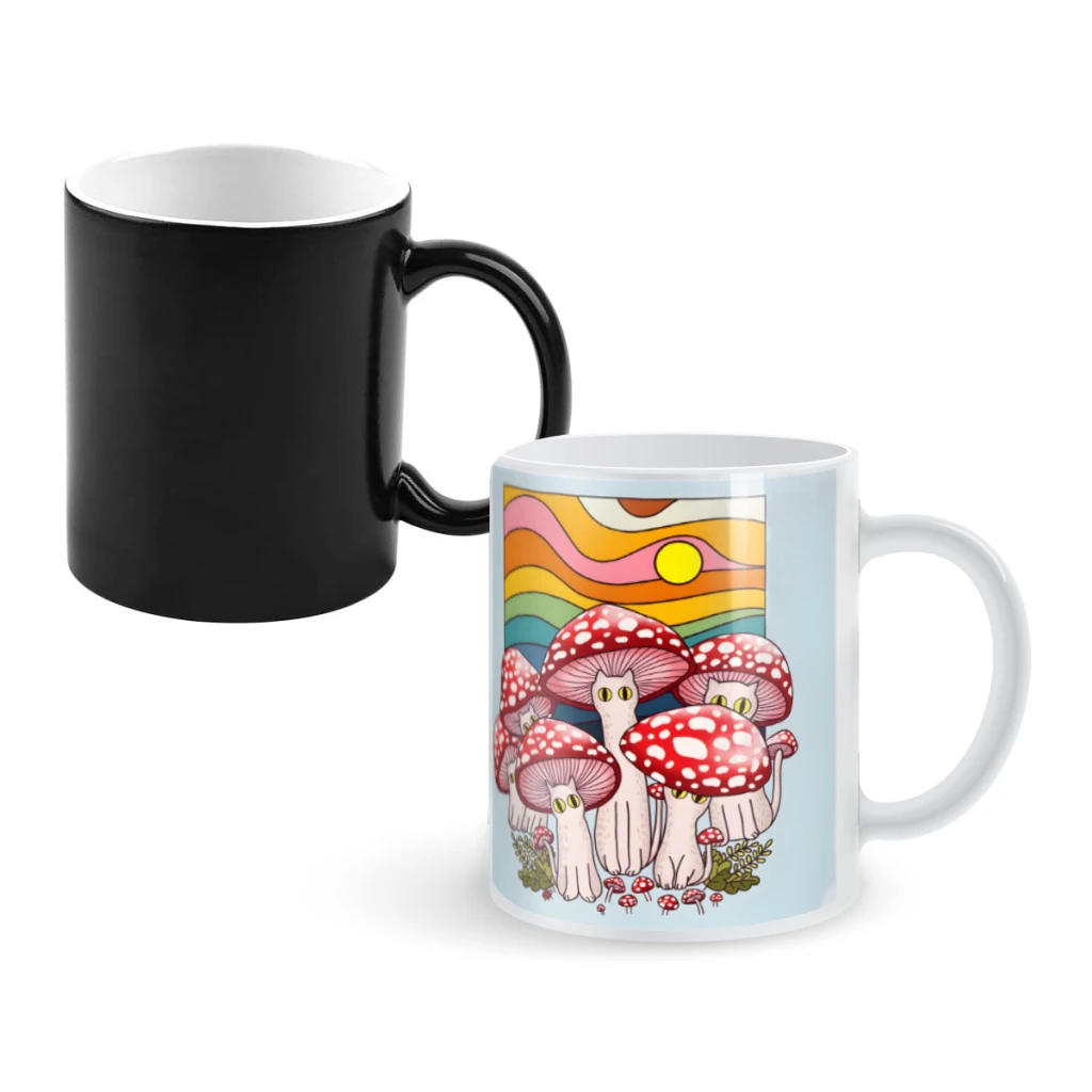 

MeowshroomCoffee Mugs And Mug Creative Color Change Tea Cup Ceramic Milk Cups Novelty Gifts