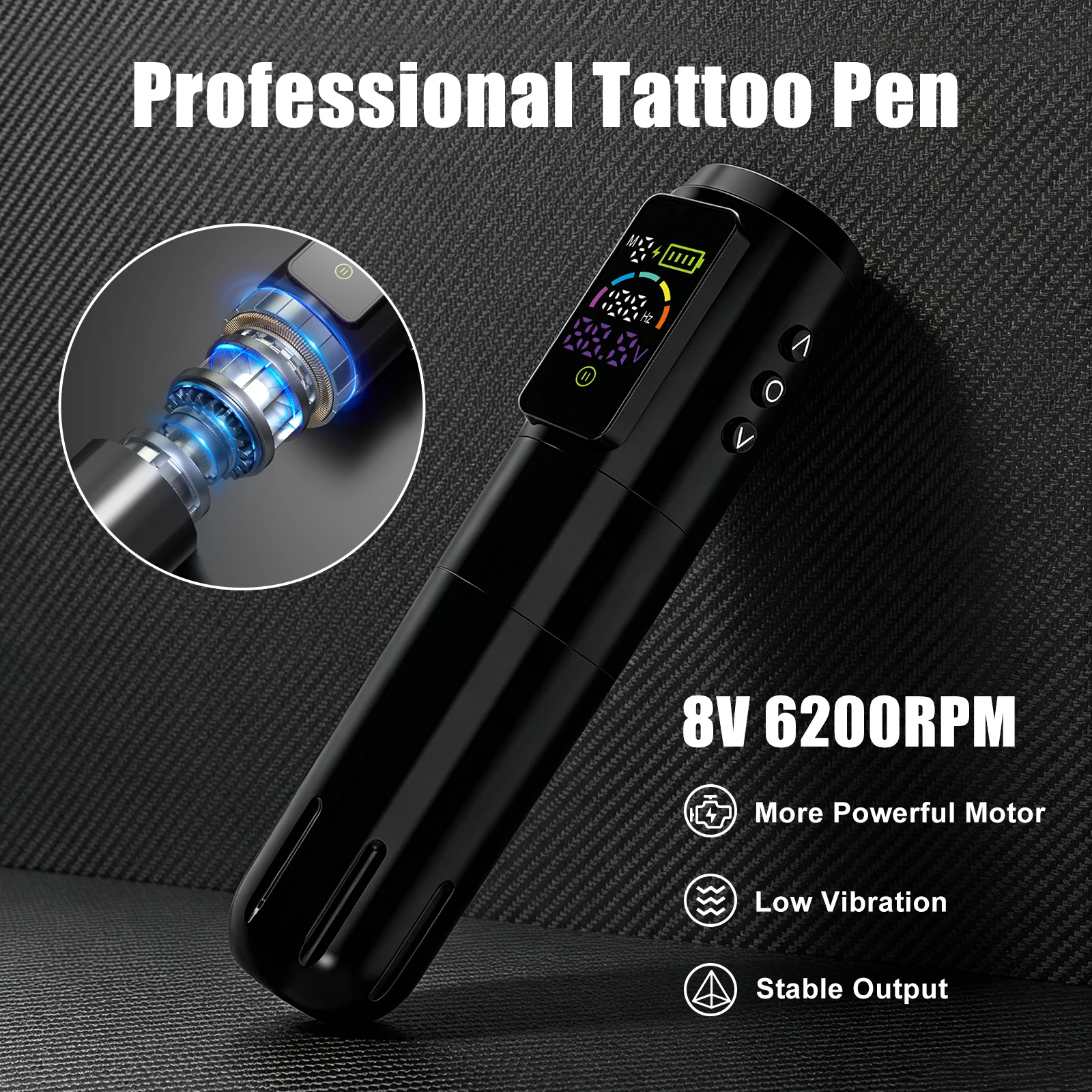 Yilong Wireless Tattoo Machine 1600mAh Battery 6-Hour Long-Life Rotary Tattoo Pen with LED Display for Professional Body Art Sup