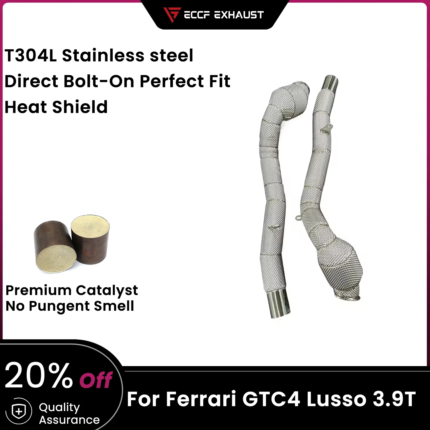 

ECCF Sports Downpipe With Heat Shield For Ferrari GTC4 Lusso 3.9T Aggressive Exhaust Sound High Flow Performance Upgrade