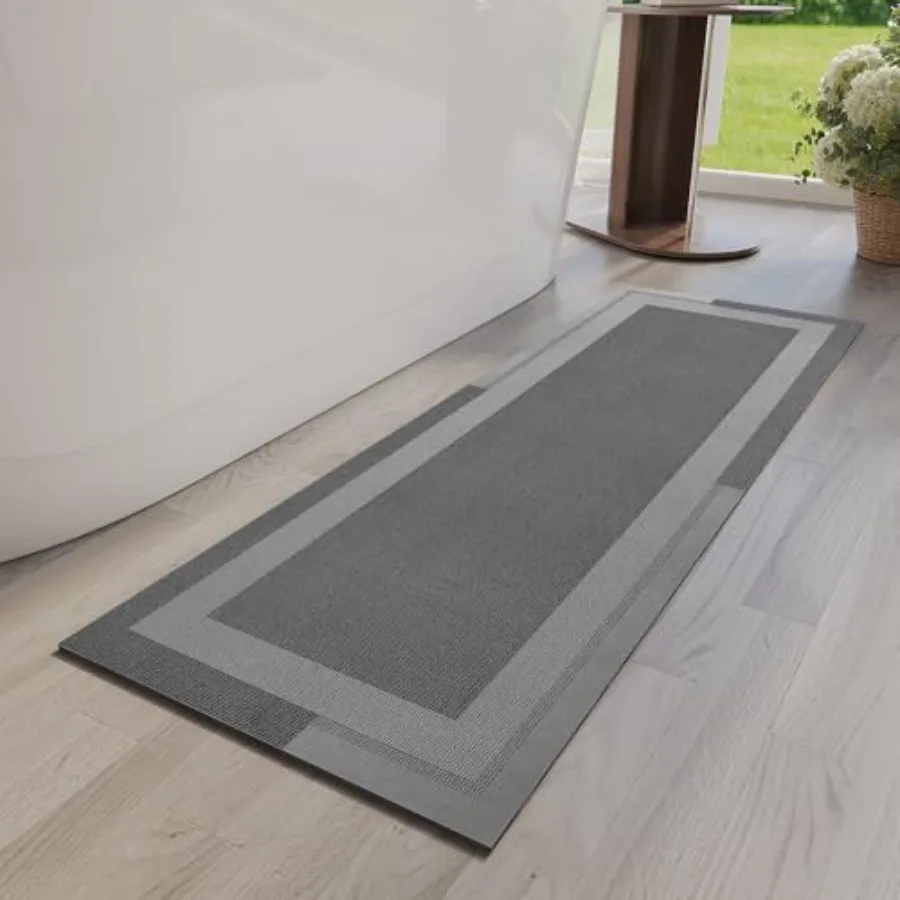 

Non Slip Long Bath Mat Bathroom Runner Rubber Backing Ultra Thin Bathroom Rugs Fit Under Door Quick Dry Super Absorbent Washabl