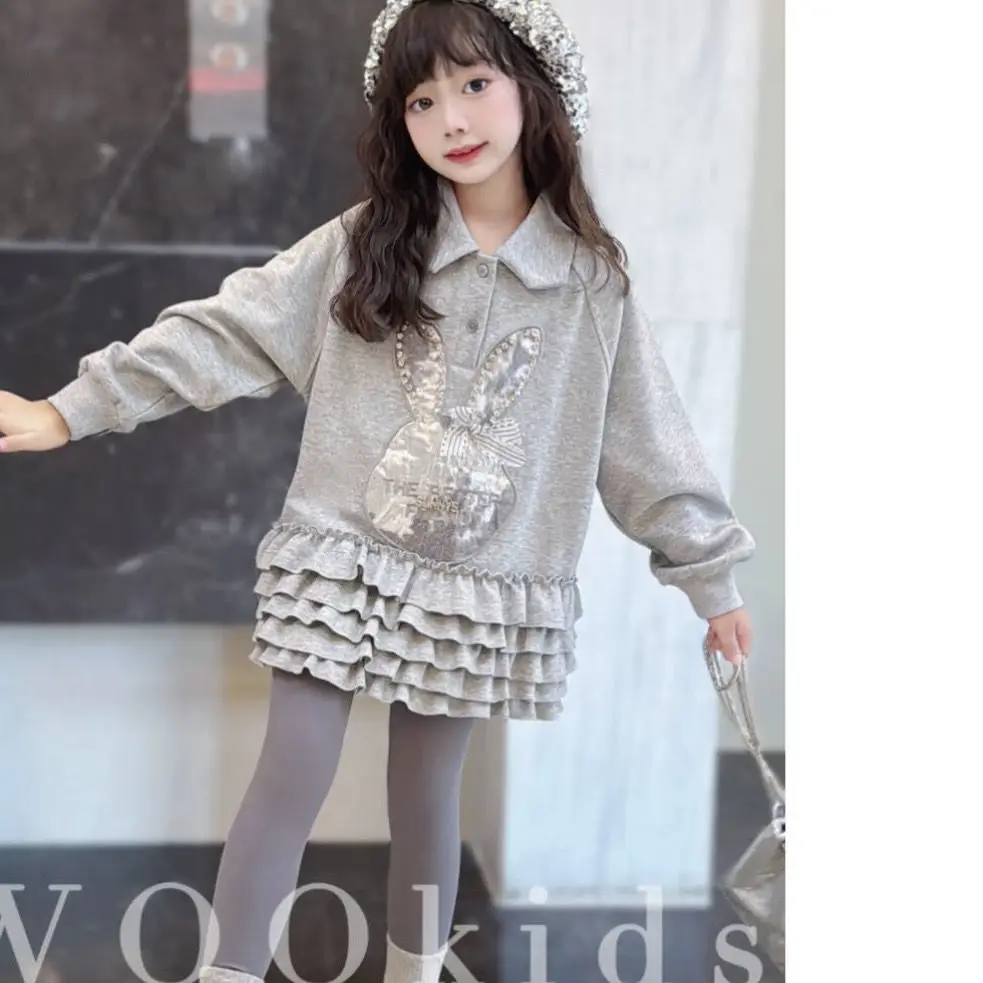 

Новое бутиковое платье с длинными рукавами для маленьких девочек, детское модное платье принцессы, От 3 до 9 лет