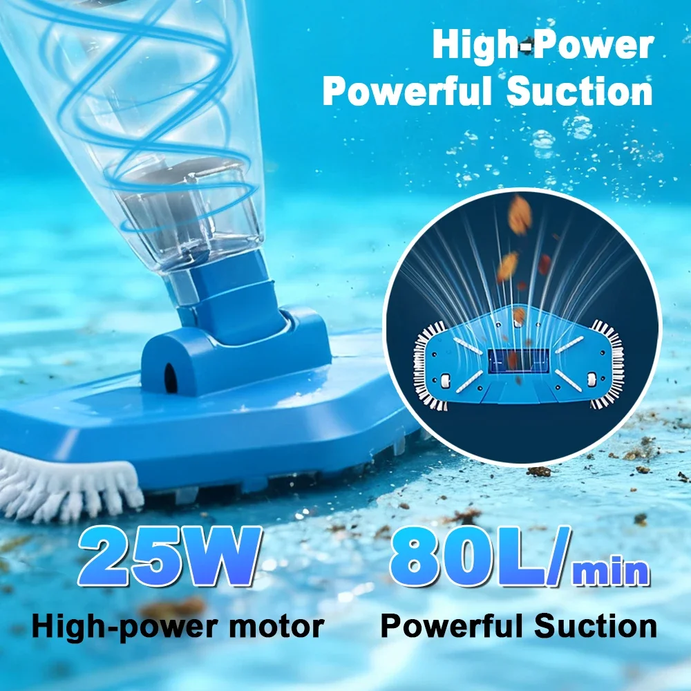 Cordless Pool Vacuum Cleaner Backyard Cleaning Machine for Algae And Dirt Removal Lightweight Portable Pool Sweeper