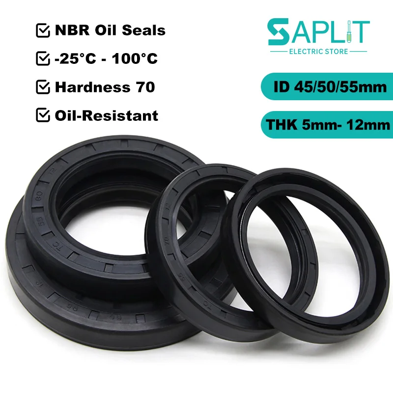 TC Double Lip ID 45/50/55mm NBR Oil Seals THK 5/7/8/10/12mm OD 60//65/68/70/75/80/85/90/100/110 Nitrile Rubber Insulated Gaskets