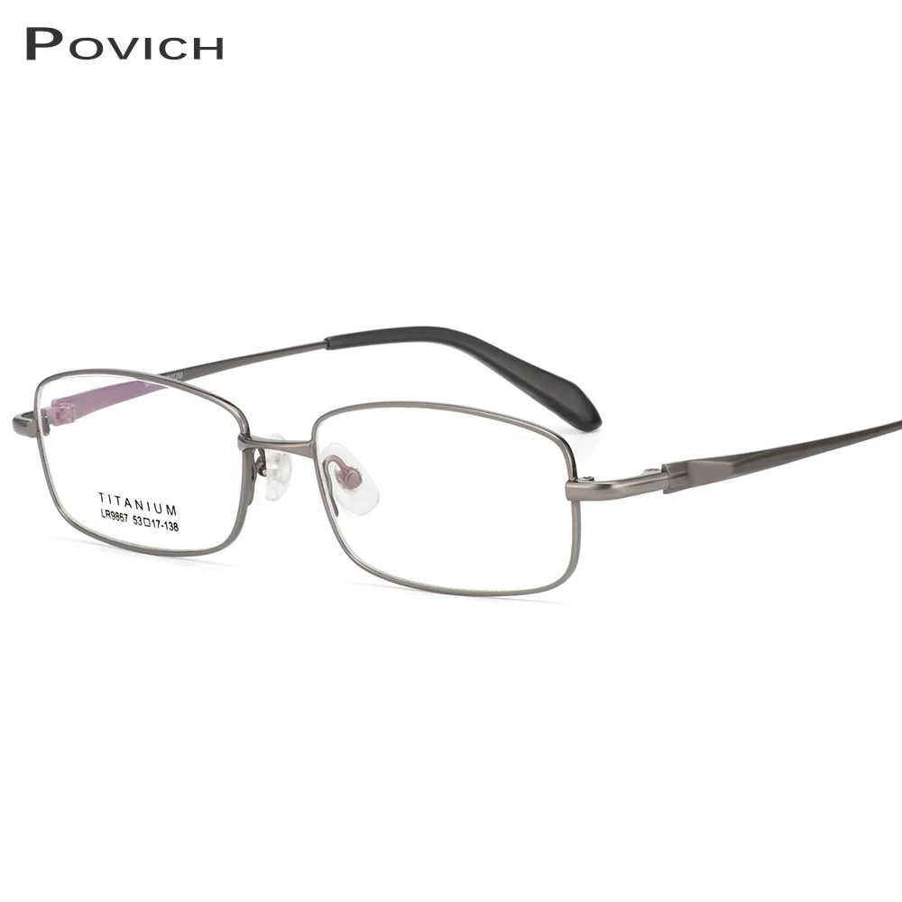 

POVICH Titanium Men's Optical Fashion Design Frame Prescription Eyeglasses Lens Myopia Hyperopia Eyewear Filter Blue Light