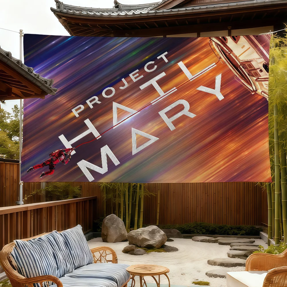 Film-P-Projekt-Flagge „Hail Mary“ für Zimmer, Wohnheim, Camping, Picknick, Kunststil, Garage, Bar, Wanddekoration, Banner