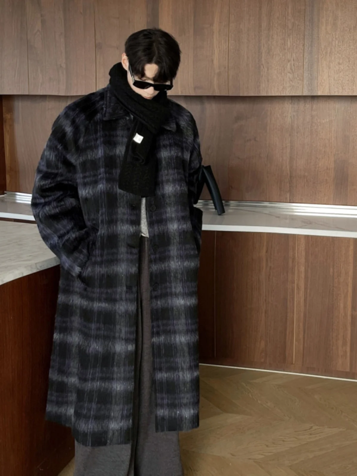 

Утепленное осенне-зимнее мужское пальто средней длины в винтажном американском стиле, ветрозащитное, теплое, длинное