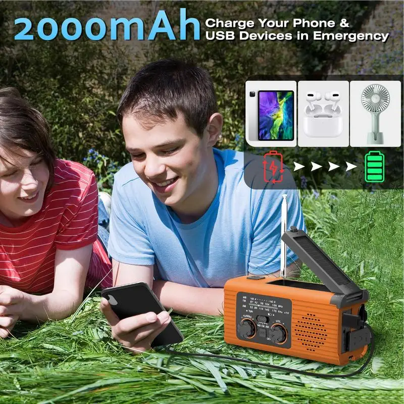 

Portable Solar Radio Flashlight Hand Crank Weather Radio AM/FM/NOAA Radio Crank Radios 3 Way Charging Disaster Prevention Radio
