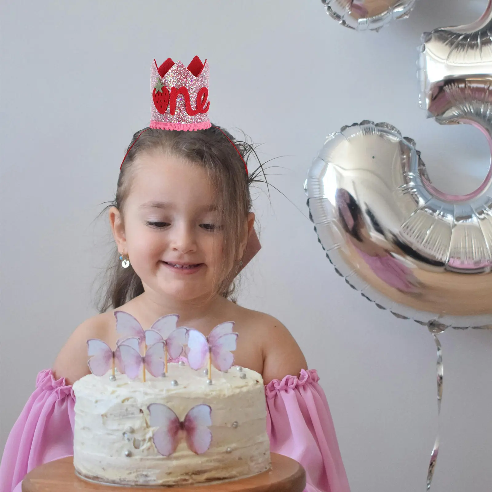 1St Birthday Crown Hat for Toddler Girl Boy Kids Party Favor Decor 1 Year Old Celebration Accessory Photo Booth Prop
