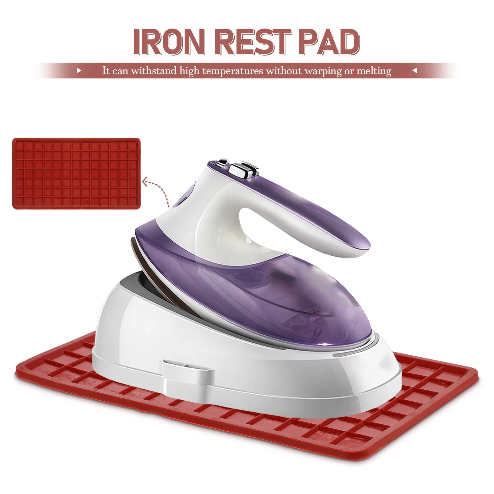 

Silicone Iron Rest Pad Heat Resistant Insulated Steam Iron Placement Mat Non Slip Irons Holder Mat for Table Use