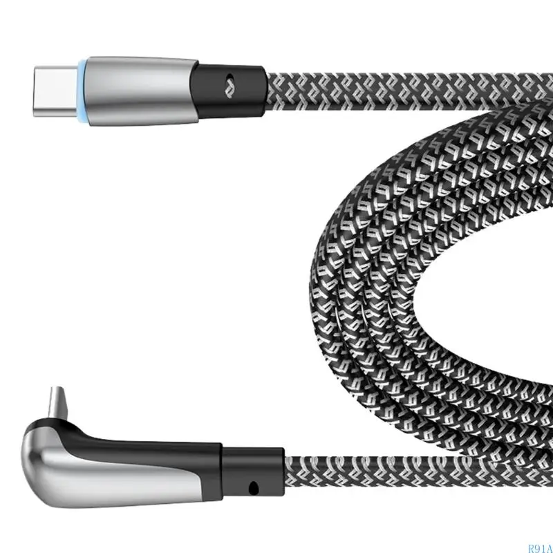 R91A Type C к типу C 90 ° Кабель кабеля локтя быстрая зарядка и передача данных PD60W подачи питания для нескольких устройств