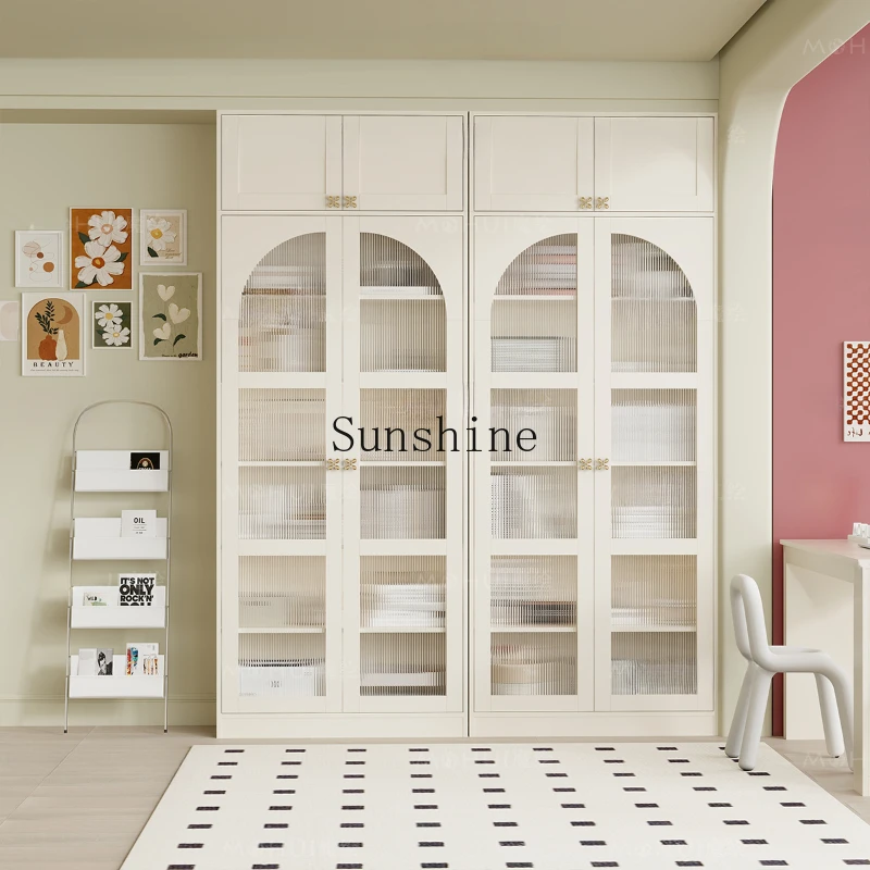 French cream bookcase living room bedroom glass display case