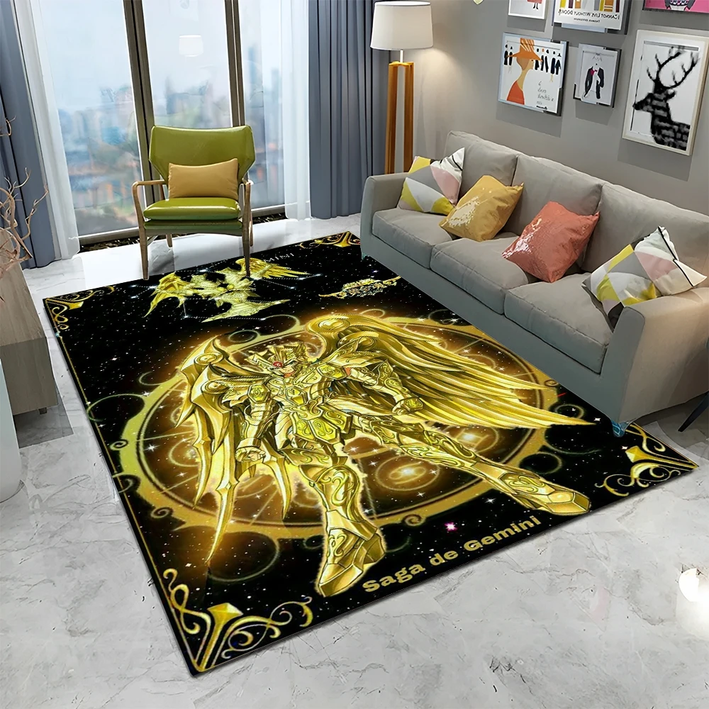 Retro Saint Seiya Anime Cartoon Carpet Rug for Home Living Room Bedroom Sofa Doormat Decor,kids play Area Rug Non-slip Floor Mat