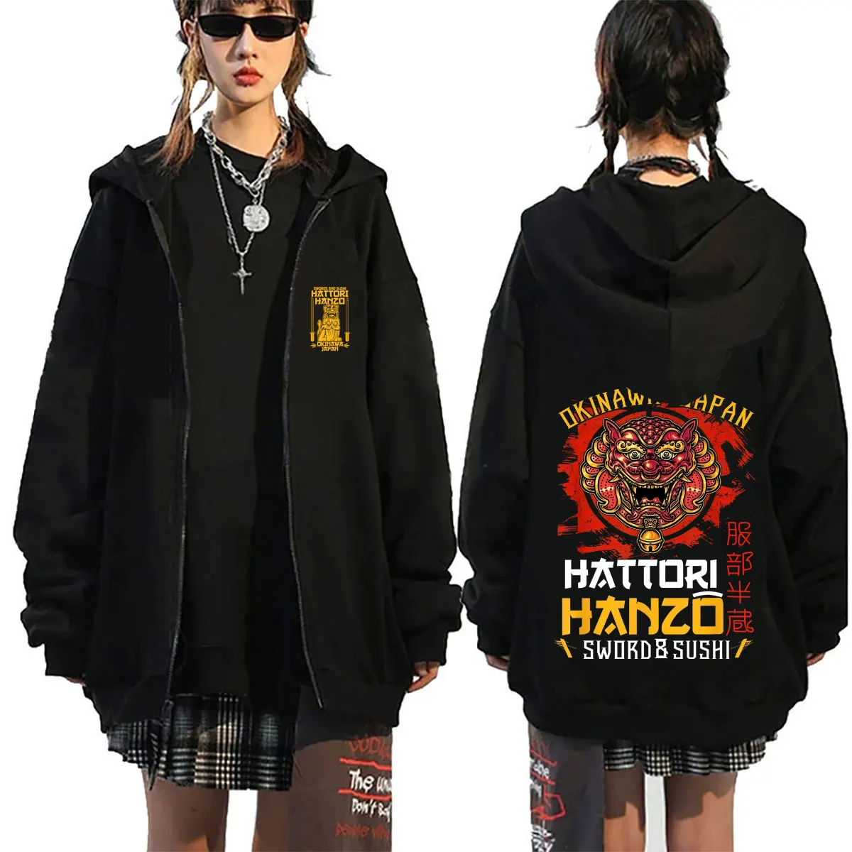 quentin-tarantino-movie-kill-bill-swords-and-sushi-hattori-hanzo-okinawa-japan-zipper-hoodie-men-casual-oversized-zip-up-jackets