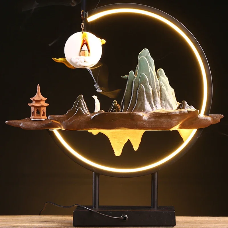 Miniature Mountain Backflow Incense Burner Zen Rockery Aroma Diffuser Chinese Tea Ceremony Decor Personalized Entryway Decor