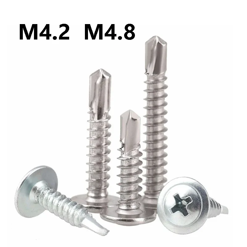 10Pcs Carbon Steel/Stainless Steel Self Tapping Drilling Screw M4.2 M4.8 High-Strength Self-Tapping Sheet Metal Screw