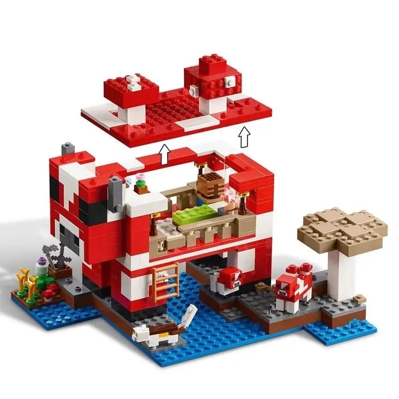 500 stuks Moo mushroom huis bouwmodel DIY World Mini game serie bouwblokset, kinderspeelgoed cadeau - afbeelding 2