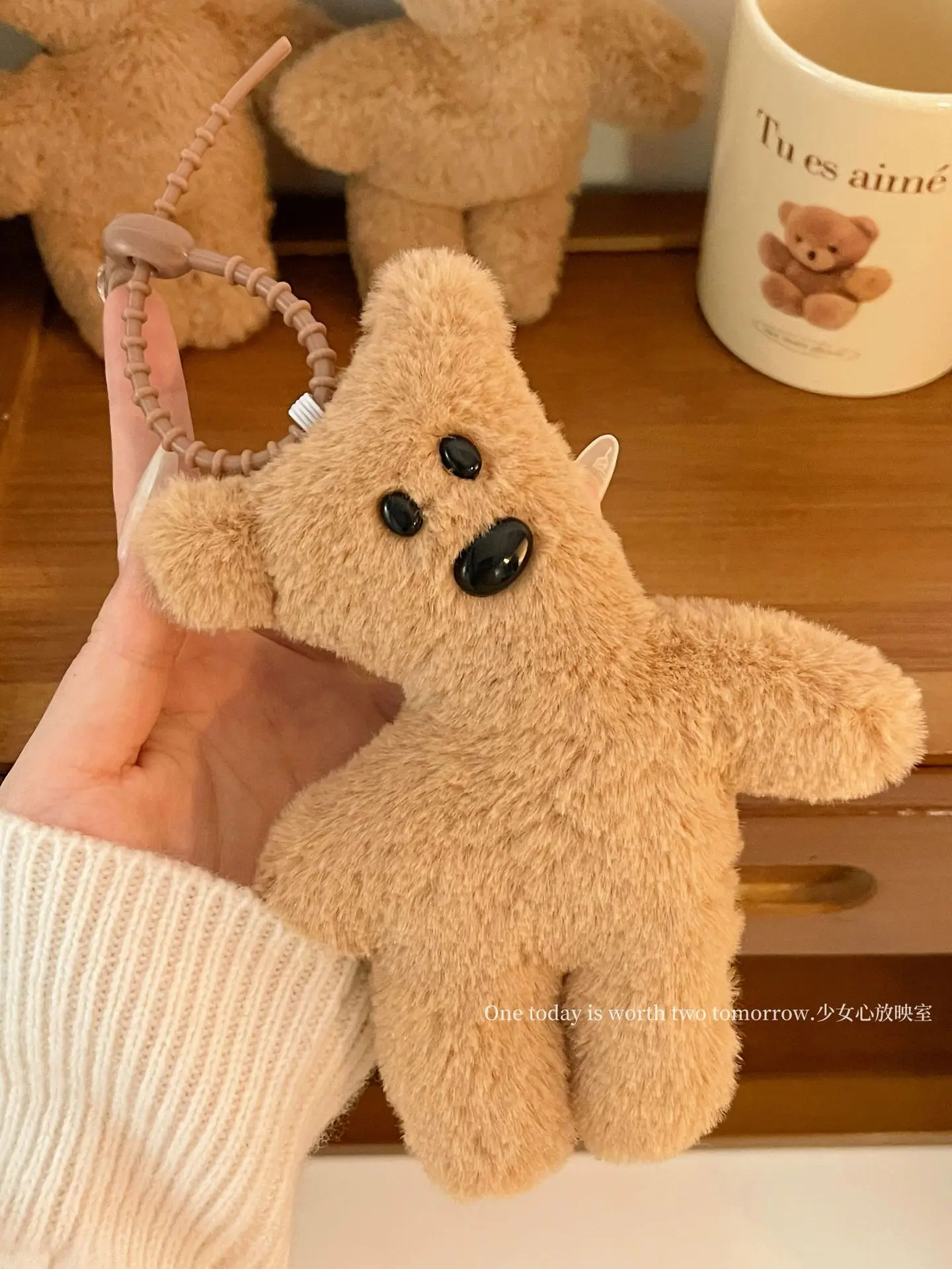 Neue Plüsch Keks Teddybär krummen Kopf weiche Puppen tasche Anhänger lustige niedlichen Rucksack Schlüssel Geburtstags geschenk